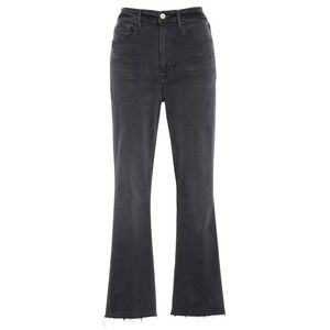 FRAME High Waist Raw Crop‎ Flare Jeans in Noise Faded Black Size 28 NWT LCFRA208
